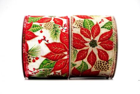 Christmas Poinsettia Wired Ribbon